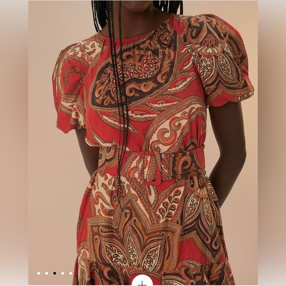 Farm Rio Leopard Paisley Burgundy Mini Dress - Picture 4 of 9